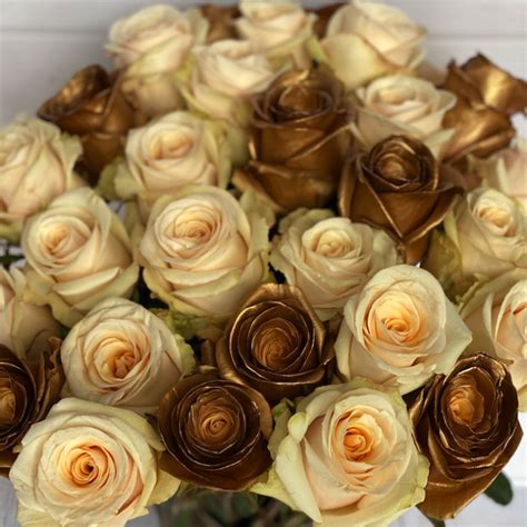 Gold And Cream Bouquet Mr Roses Farms