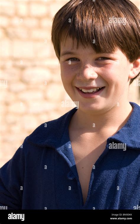 Portrait Of A Eight Year Old Boy With Brown Hair Stock Photo Alamy