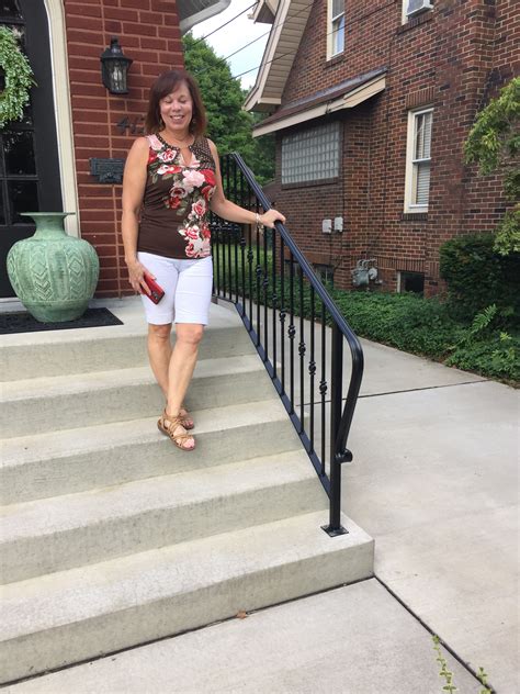 The wrought iron stair handrails are rust resistant and highly customizable. Linda's Porch Railing & Step Railing - Schultz Ornamental Iron