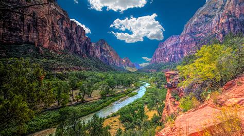 Images Zion National Park Usa Nature Mountains Parks River 1920x1080