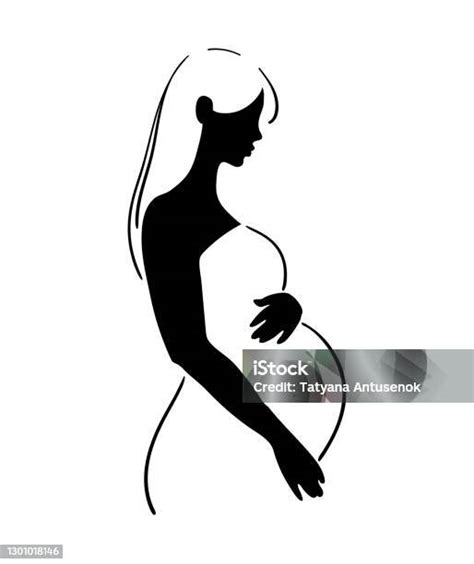 Kehamilan Dan Keibuan Gambar Garis Logo Simbol Wanita Hamil Siluet