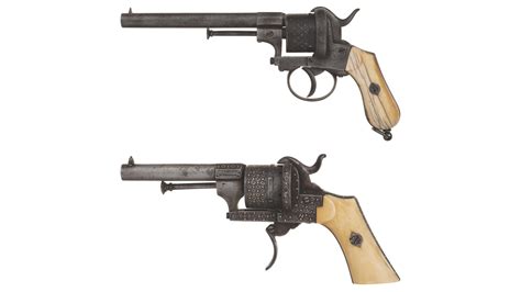 Two Engraved European Pinfire Double Action Revolvers Rock Island Auction