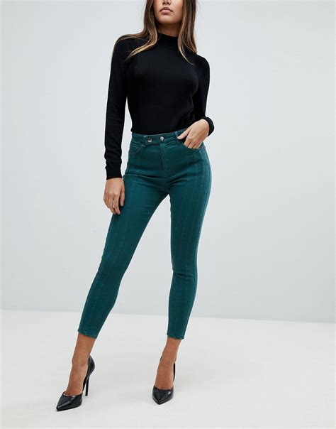 Asos Denim Asos Ridley High Waist Skinny Jeans With Front Seam Detail