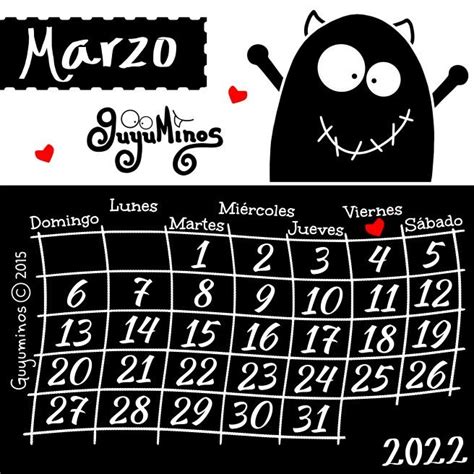 Nuestro Monstruo Negro Gótico Trae El Calendario Del Mes De Marzo