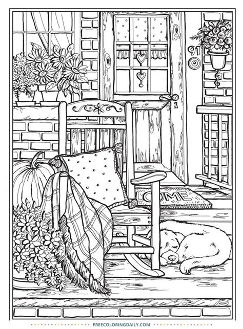 Free Front Porch Scene Coloring Free Coloring Daily In 2021