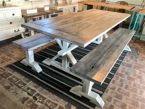 7ft Rustic Farmhouse Table Set With Long Benches And Etsy In 2020
