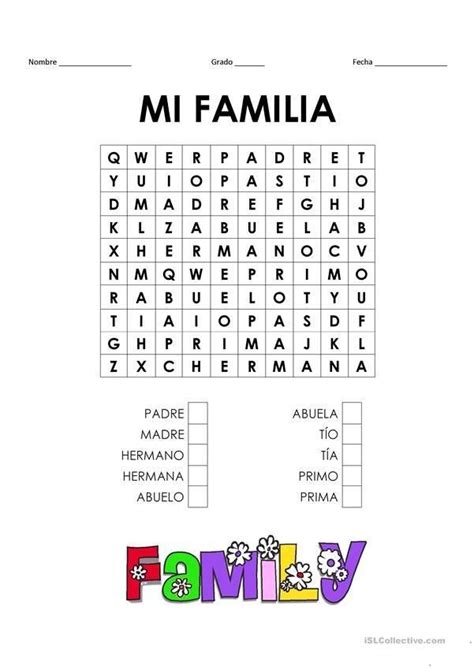 La Familia Worksheet In Spanish Mi Familia Spanish Worksheets
