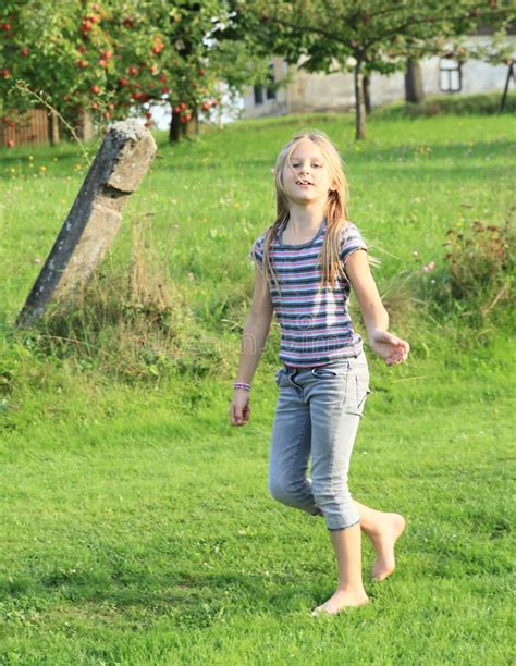 Little Girl Walking Barefoot Stock Photo Image Of Young Blondie