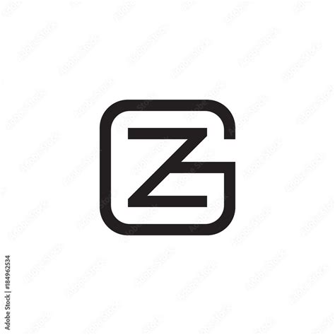 Initial Letter G And Z Gz Zg Overlapping Z Inside G Line Art Logo Black Monogram Color