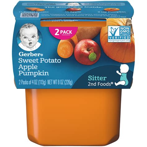 Pack Of 8 Gerber 2nd Foods Baby Food Sweet Potato Apple Pumpkin 2 4