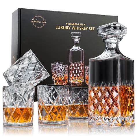 Buy Lighten Life Whiskey Decanter Set Italian Style Decanter Set With 4 Glasses In T Box