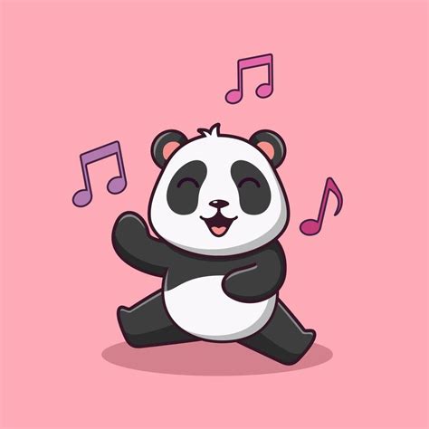 Cute Cartoon Panda Dancing Vector Cartoon Illustration Cartoon