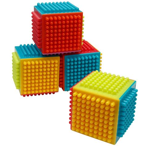 Playkidz Super Durable 24 Pcs Stacking Bristle Blocks Building Set For