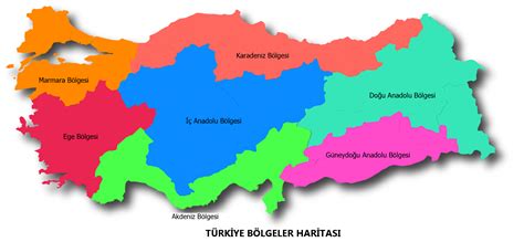 Turkiye Dilsiz Cografi Bolgeler Haritasi Renkli Dilsiz Sosyal