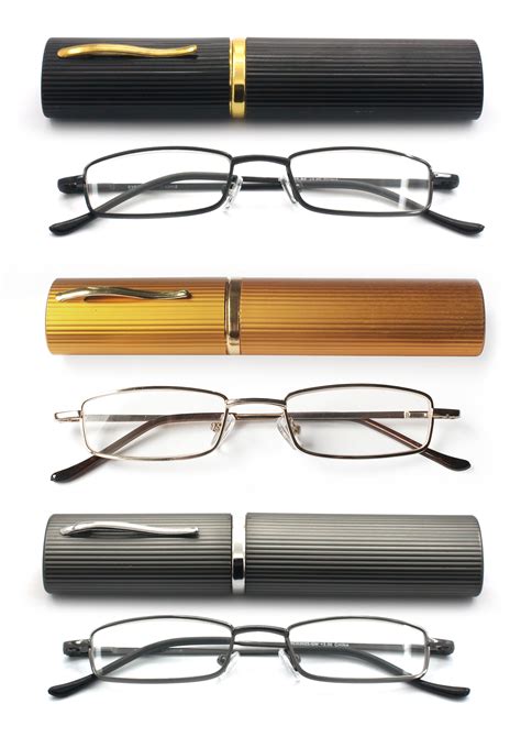 Eye Zoom 3 Pack Ultra Slim Compact Tube Reading Glasses With