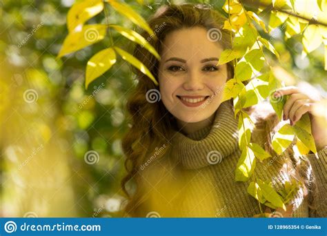 Beautiful Woman In Autumn Park Stock Photo Image Of Nature Leaves