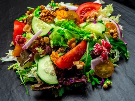 Salad Of Different Types Of Lettuce Stock Image Image Of Bowl