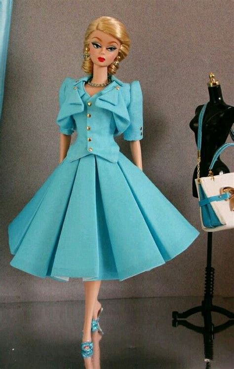 Pretty Silkstone Barbie In Blue Beauriful Dress Fashion Ooak Fashion