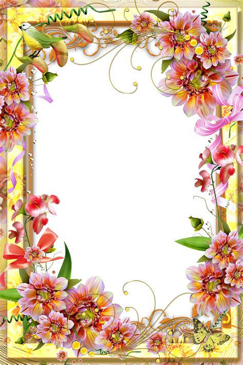 Yellow Transparent Frame Boarders And Frames Flower Frame Printable
