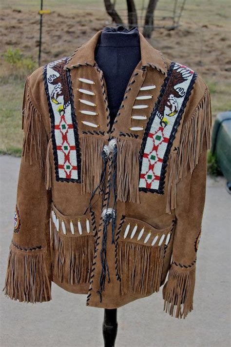 Mens Native American Leather Bead Jacket Suede Handmade Indian Etsy