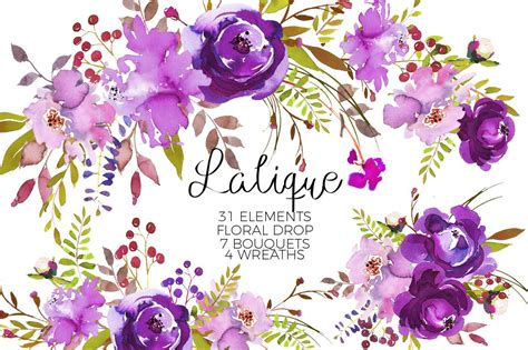 Purple watercolor flowers clipart is a freebie collection by icatchurdream. Violet Purple Watercolor Flowers ~ Illustrations ...