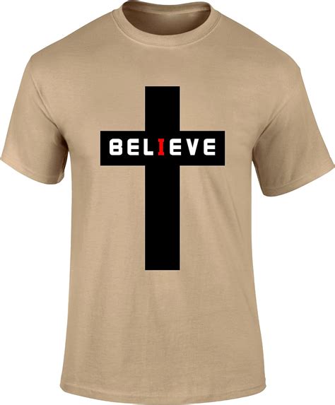 Superpraise Christian T Shirt Believe Jesus Cross Faith Gospel Slogan