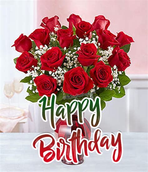 Happy Birthday Wishes With Red Rose Image