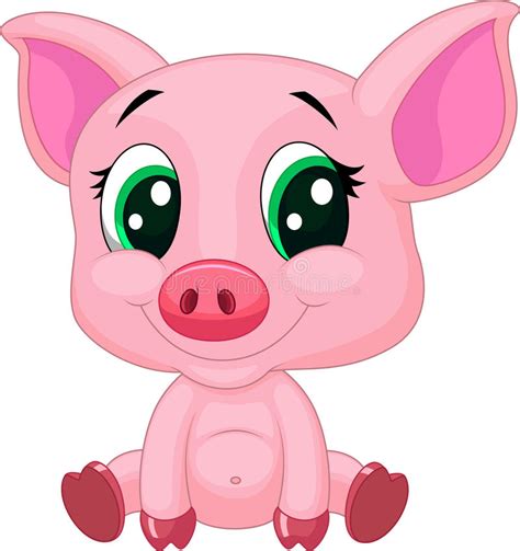 Cute Baby Pig Cartoon Stock Vector Illustration Of