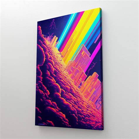 Rainbow City Canvas Print Trippy Art Musaartgallery