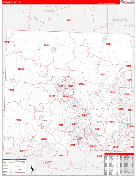 Denton County Tx 5 Digit Zip Code Maps Red Line