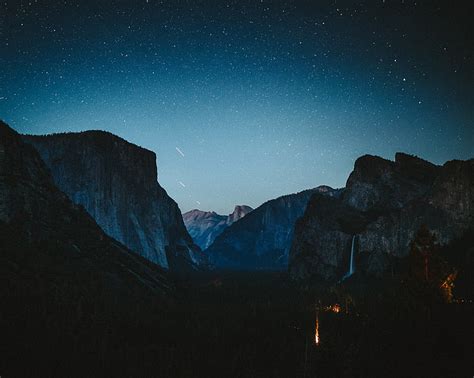 Grey Rock Cliffs Mountains Starry Sky Night Peaks Hd Wallpaper