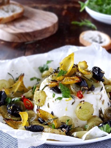 This Simple Baked Ricotta With Lemon Grapes And Olives Uses Only A Few
