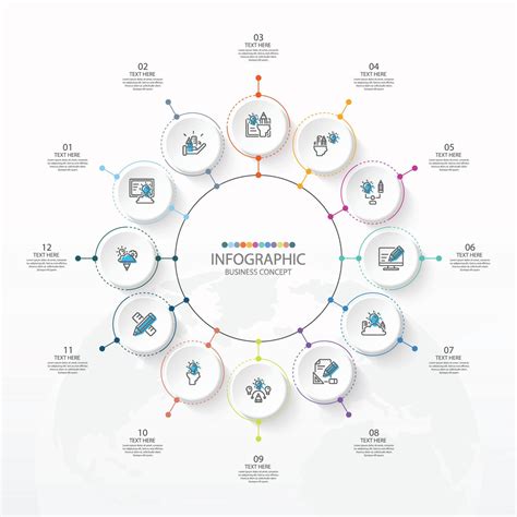 Basic Circle Infographic Template With 12 Steps 3432239 Vector Art At