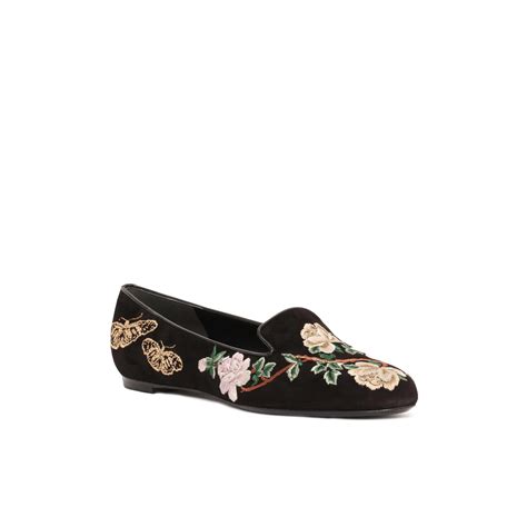 Lyst Alexander Mcqueen Floral Butterfly Embroidered Slipper In Black