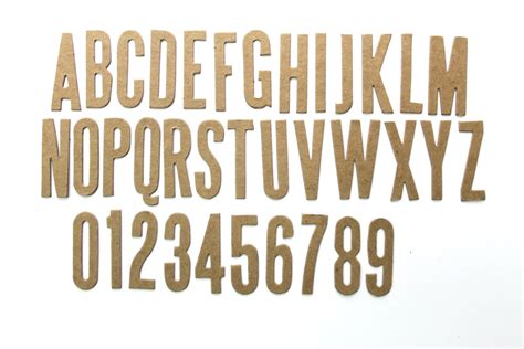 1 12 Block Font Uppercase Alphabet And Number Die Cut Set Bare Chipboard