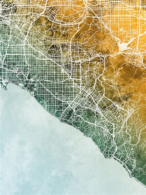 Orange County California Map Digital Art By Michael Tompsett Fine Art