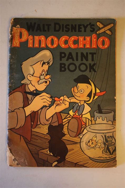 Vintage 1939 Walt Disneys Pinocchio Large Paint Book Unpainted