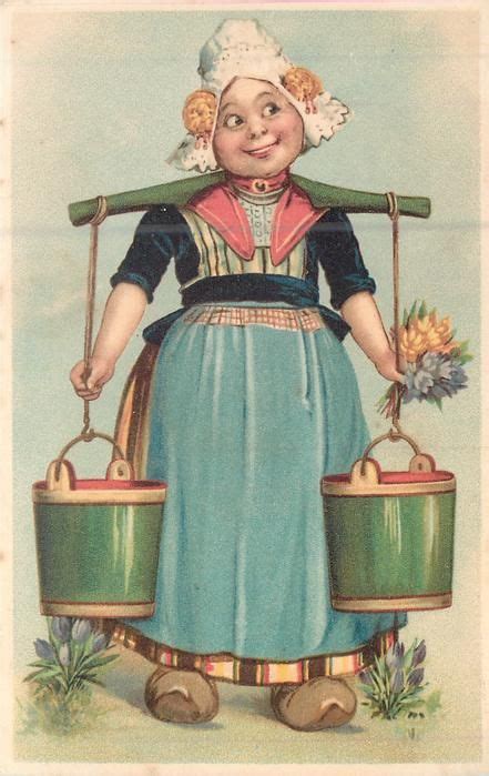 Dutch Milk Maid Tuckdb Vintage Illustration Postcard Vintage