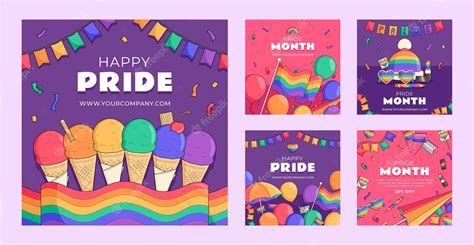 Premium Vector Instagram Posts Collection For Pride Month Celebration