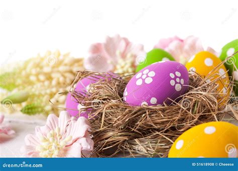 Easter Eggs With Spring Flowers Stock Photo Image Of Decorated