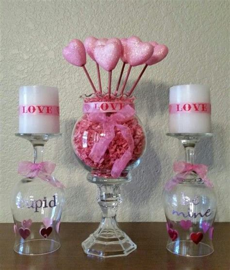 Valentines Centerpiece Decor Wine Glass Cupid And Be Mine