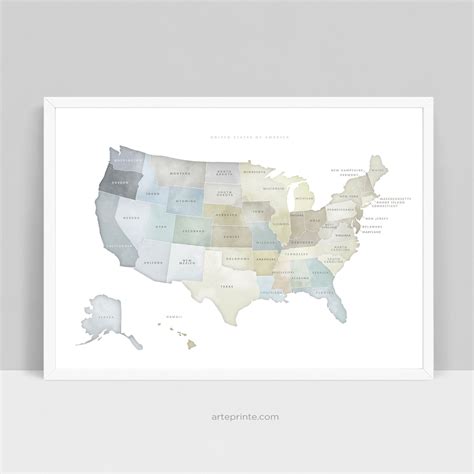 Usa Map Wall Art Canvas Or Paper Prints Travel Wall Decor Us Map Art