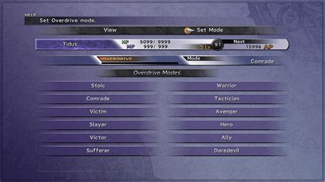 Final Fantasy X Overdrive Modes