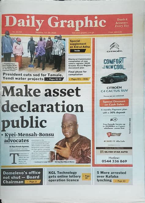 Todays Newspaper Headlines Thursday July 30 2020 Bbc Ghana Reports