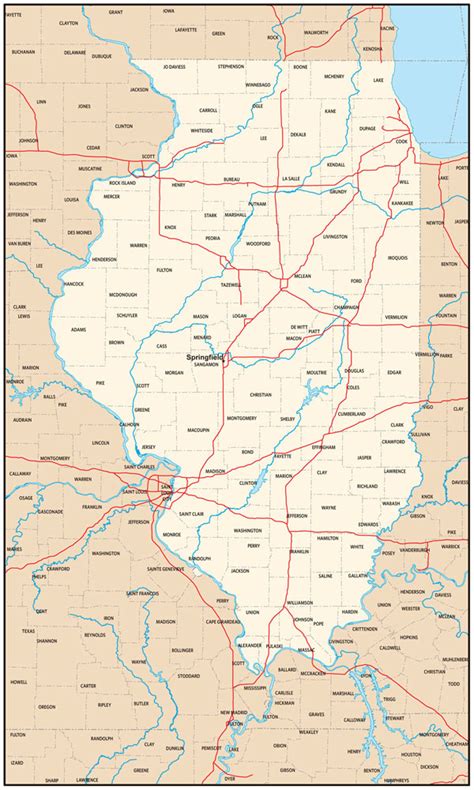 Detailed Administrative Map Of Illinois State Illinois State Detailed