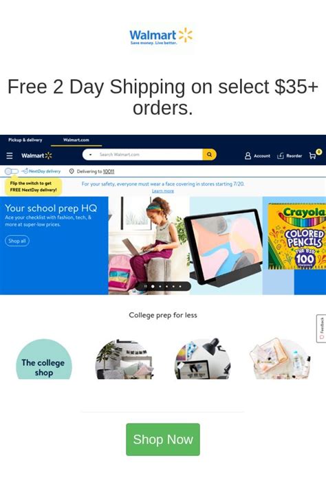 Free 2 Day Shipping On Select 35 Orders Walmart Deals Walmart