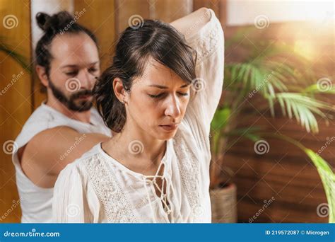 Thai Full Body Massage Arms And Shoulder Stretching Stock Image
