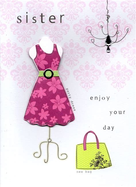 Blue colorful floral happy birthday card. Sister Pretty Dress Handmade Happy Birthday Card | Cards ...