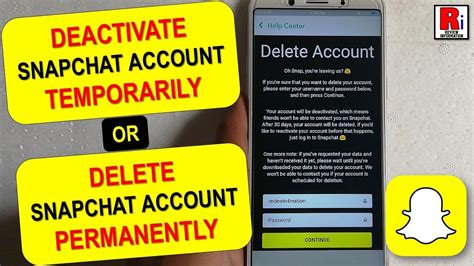 how to deactivate temporarily or delete permanently snapchat account youtube