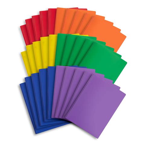 Plastic Two Pocket Folders With Prongs Assorted Colors 30 Pack Blue